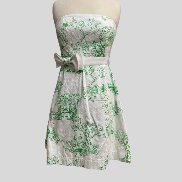 Lilly Pulitzer Dresses & Skirts - Lilly Pulitzer A line Mini Dress White With Green Toile 4